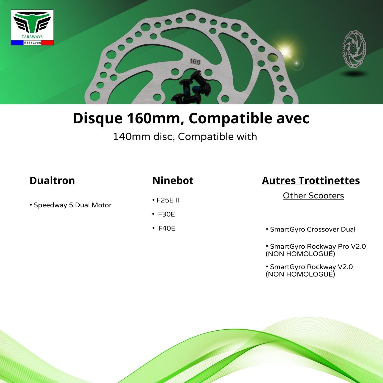 [M365Lyon] - Disco freno 160 mm per monopattino elettrico Dualtron Speedway 5 Dual Motor e Bicicletta (disco 160)