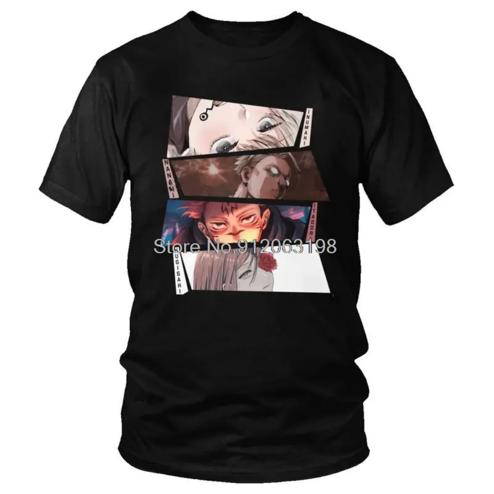 TIEGUAN Jujutsu Male Kaisen T-Shirt Anime Manga Satoru Gojo Yuji Itadori Megumi Black S