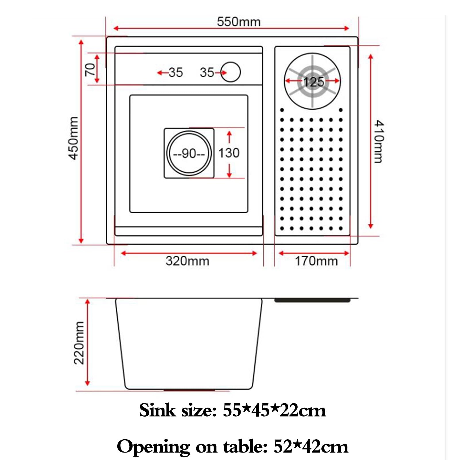 Fregadero Individual Oculto con Grifo Plegable y lavavasos para Restaurante, cafetería, Bar, encimera de Cocina, Lavado de Verduras, Piscina.