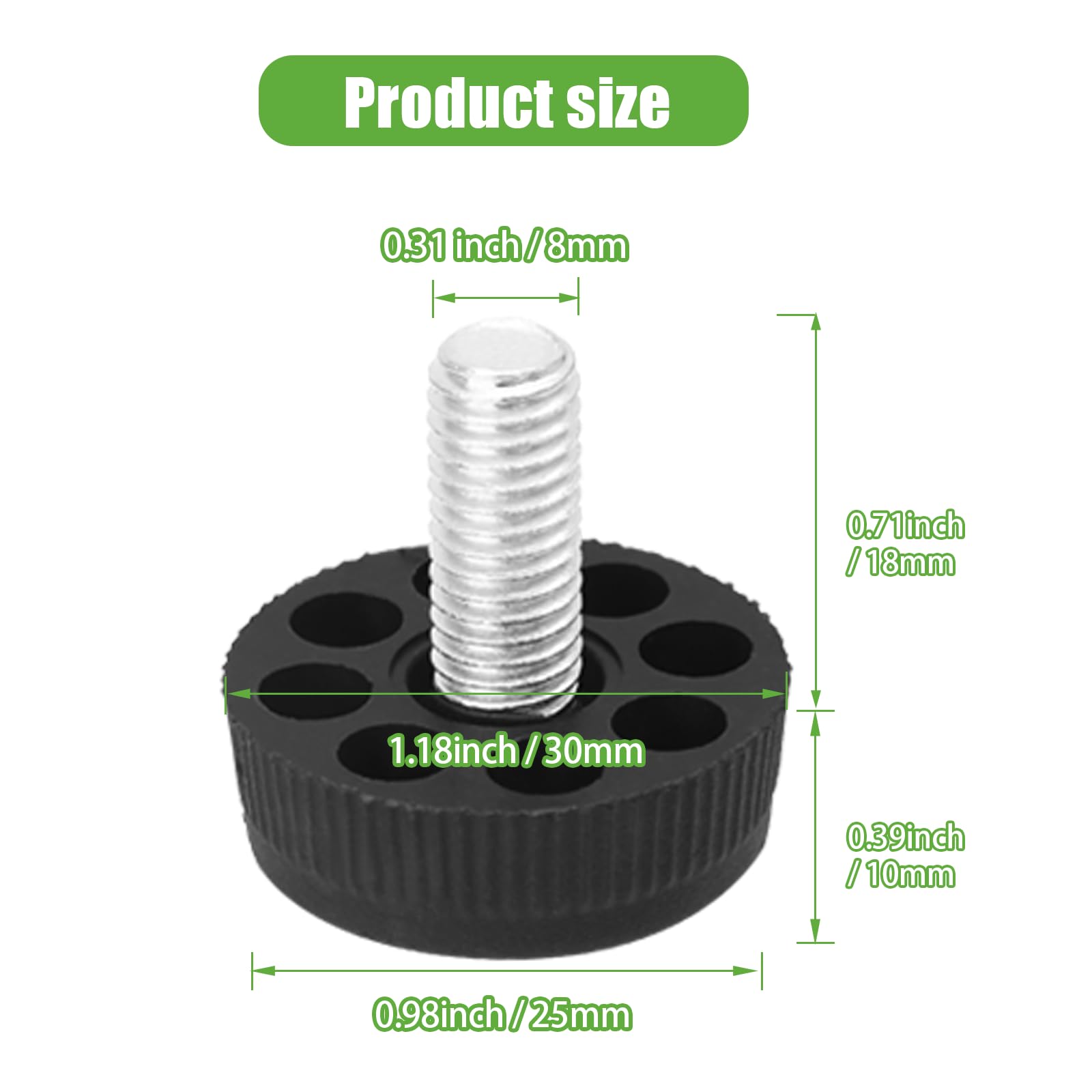 4 Pcs M8 Thread Adjustable Furniture Levelers Screw In Threaded Levelers Feet Screw On Furniture Glide Leveling For Table Chair Furnitu