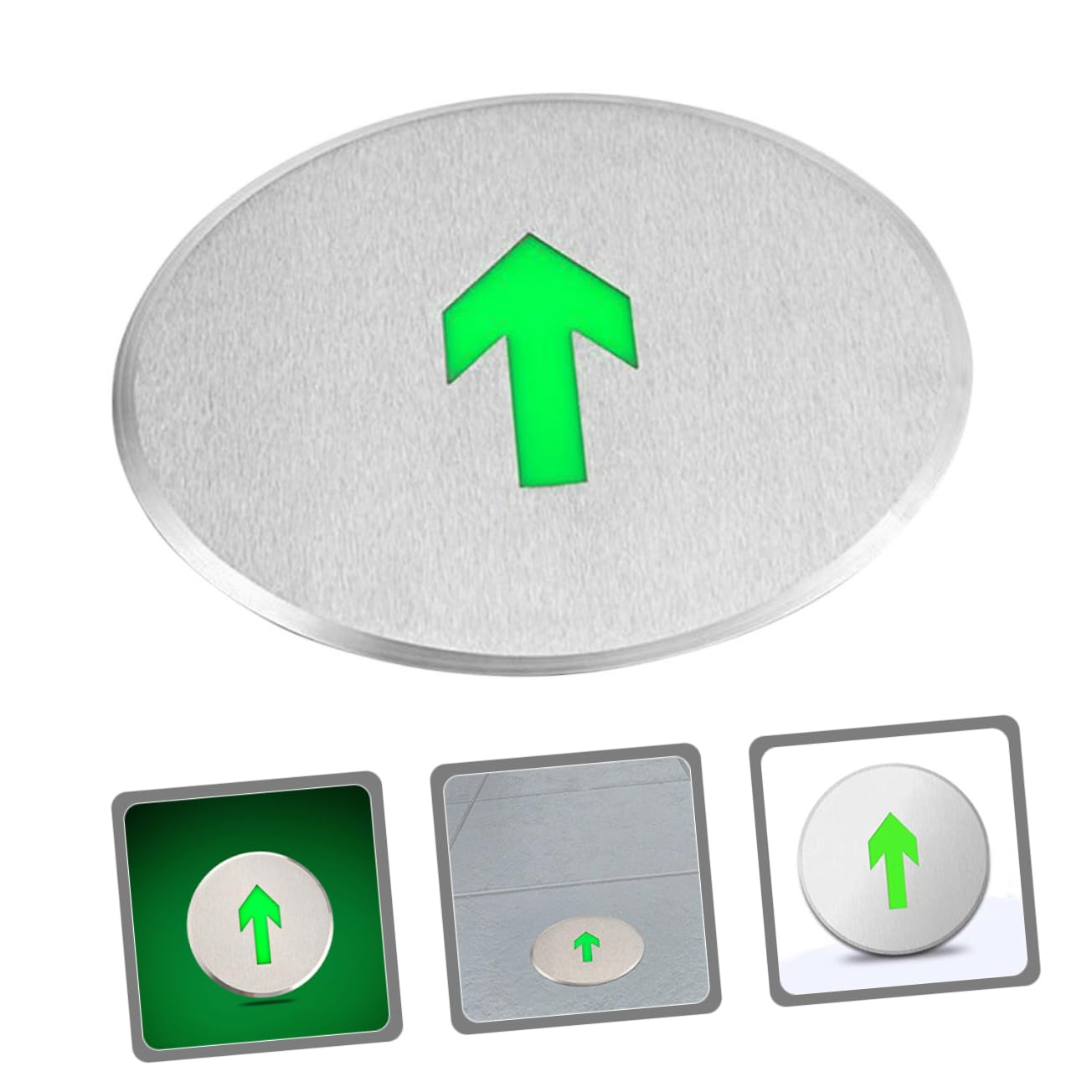 Cartello Uscita di Emergenza Rettilineo Autoilluminante in Acciaio Inox | Alta Luminosità, Installazione Semplice, per Indicazione di Evacuazione in Hotel e Uffici