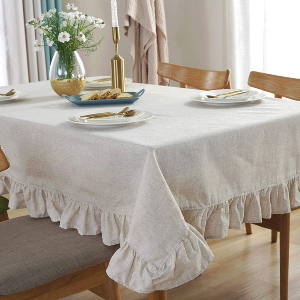 Sandweek Vintage Cotton Linen Tablecloth Tassel Fabric Table Cloth Heavy Weight Cotton Fabric Dust-Proof Table Cover Kitchen Dinning(Square, 55 x 55