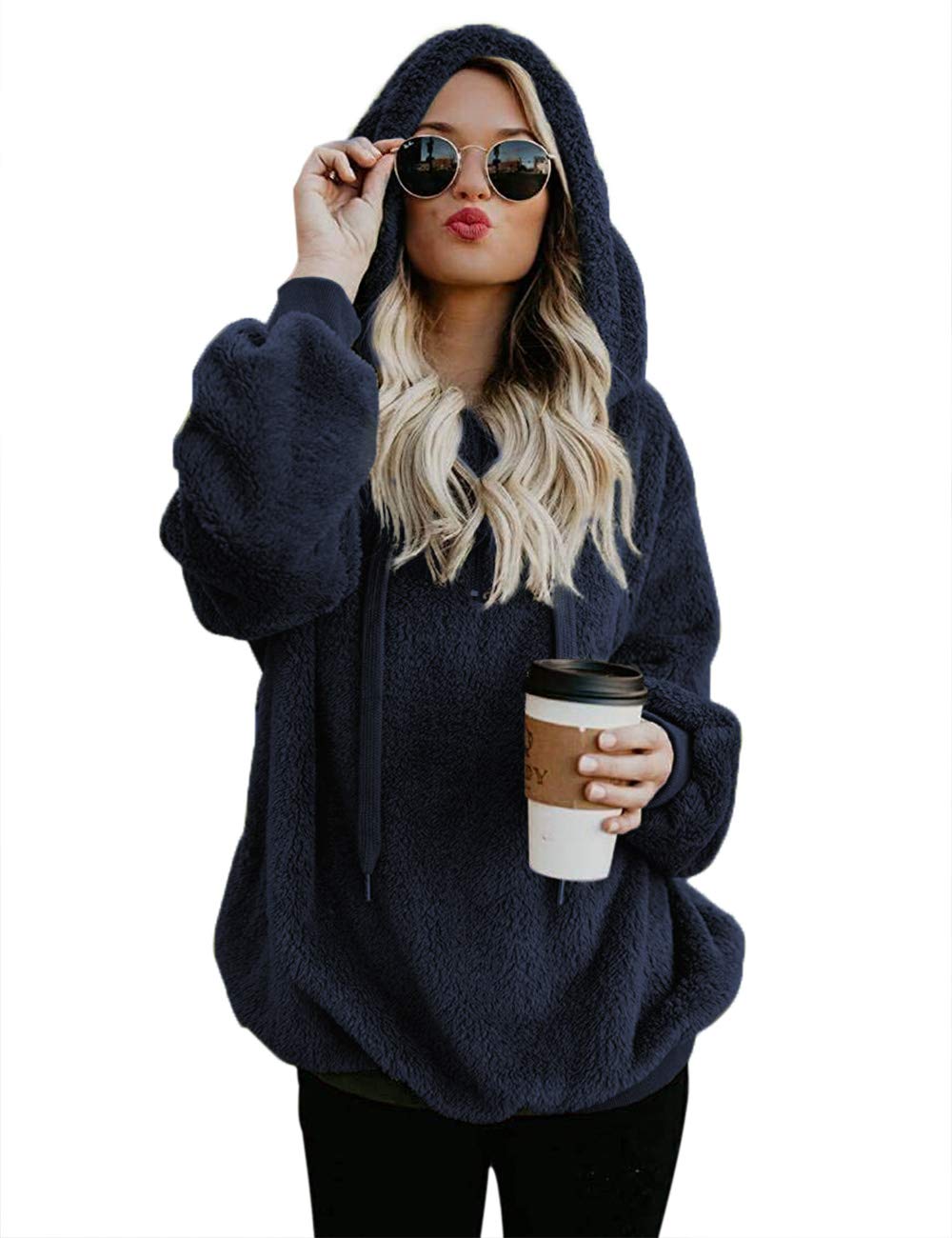 IWOLLENCE Felpa da donna autunno inverno morbido pile a