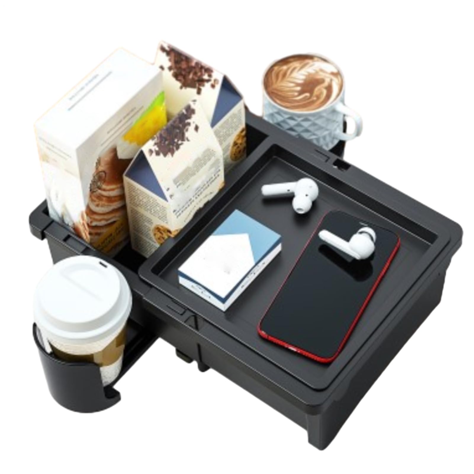 Organisateur de console centrale auto ajustable avec boîte à mouchoirs et porte-gobelet