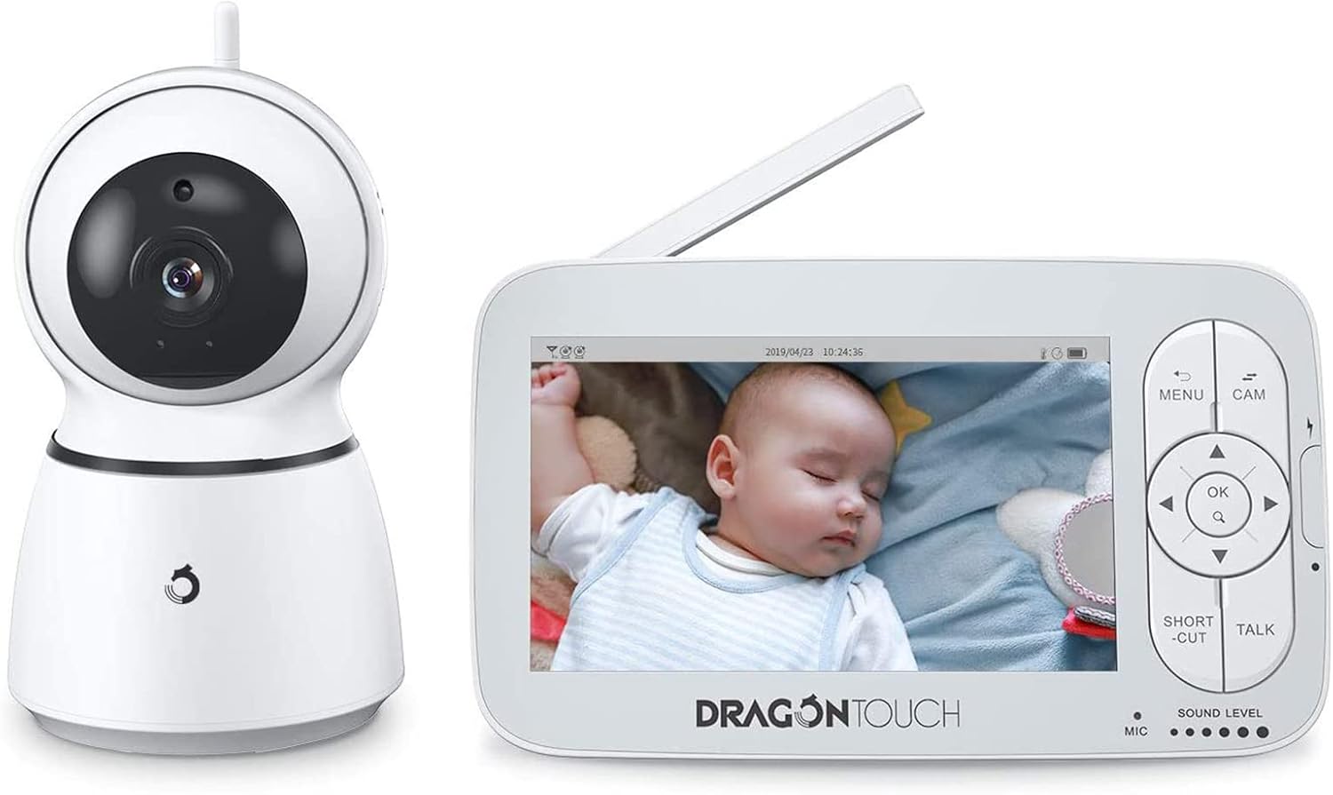 Dragon Touch Baby Monitor, 5" 720P HD Video Baby Monitor with Camera and Audio, 2000mAh Rechargeable Battery, 2-Way Audio, Lullabies, Night Vision and Temperature Monitoring
