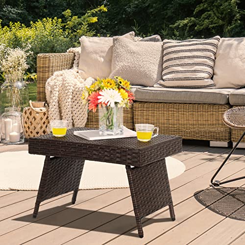 Table Basse Tressée Pliante sans Assemblage pour Gagner de l'Espace - 3