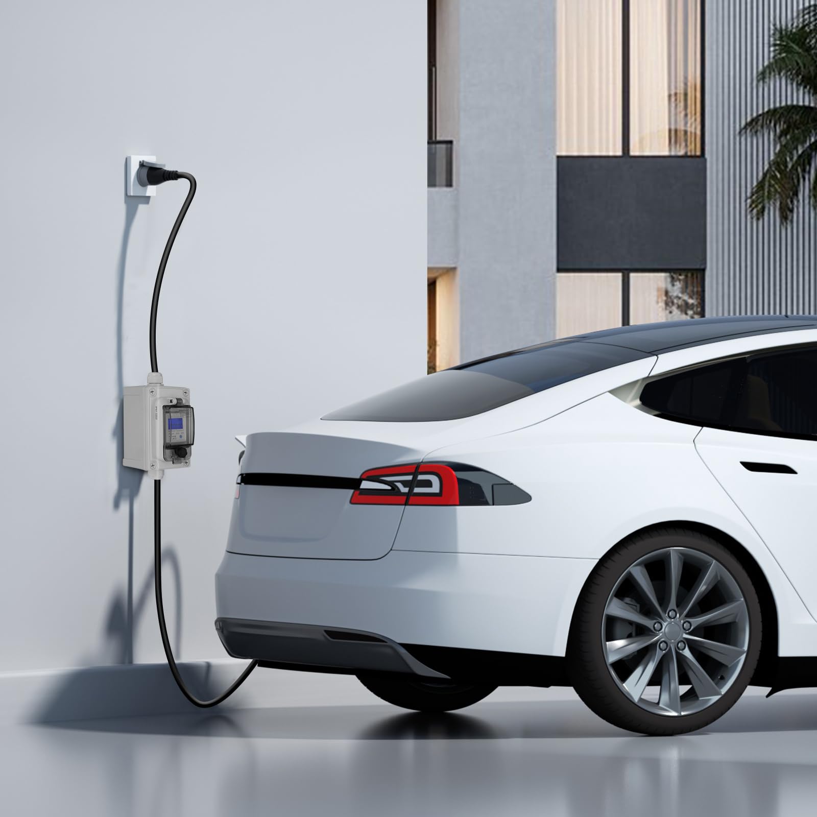 Medidor de Consumo Eléctrico 60A 230V, Contador de Energía Eléctrica | Enchufe y Toma CEE Schuko, Resistente al Agua IP67, Memoria Corte Corriente, Registra Consumo Energético