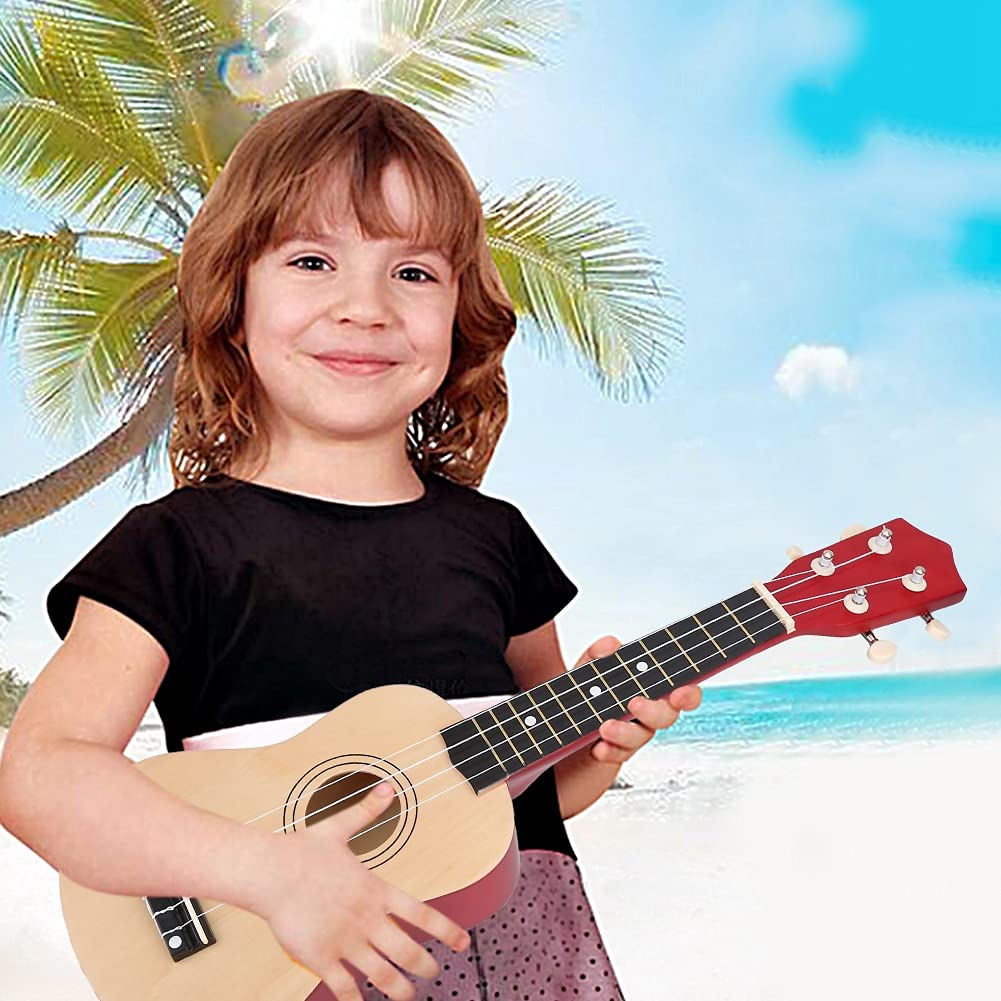 POENVFPO Ukulele da 21 Pollici, Tiglio, Corda in Nylon (Legno naturale) | Design a 12 tasti, per bambini principianti, scelta casuale inclusa, ispira talenti musicali