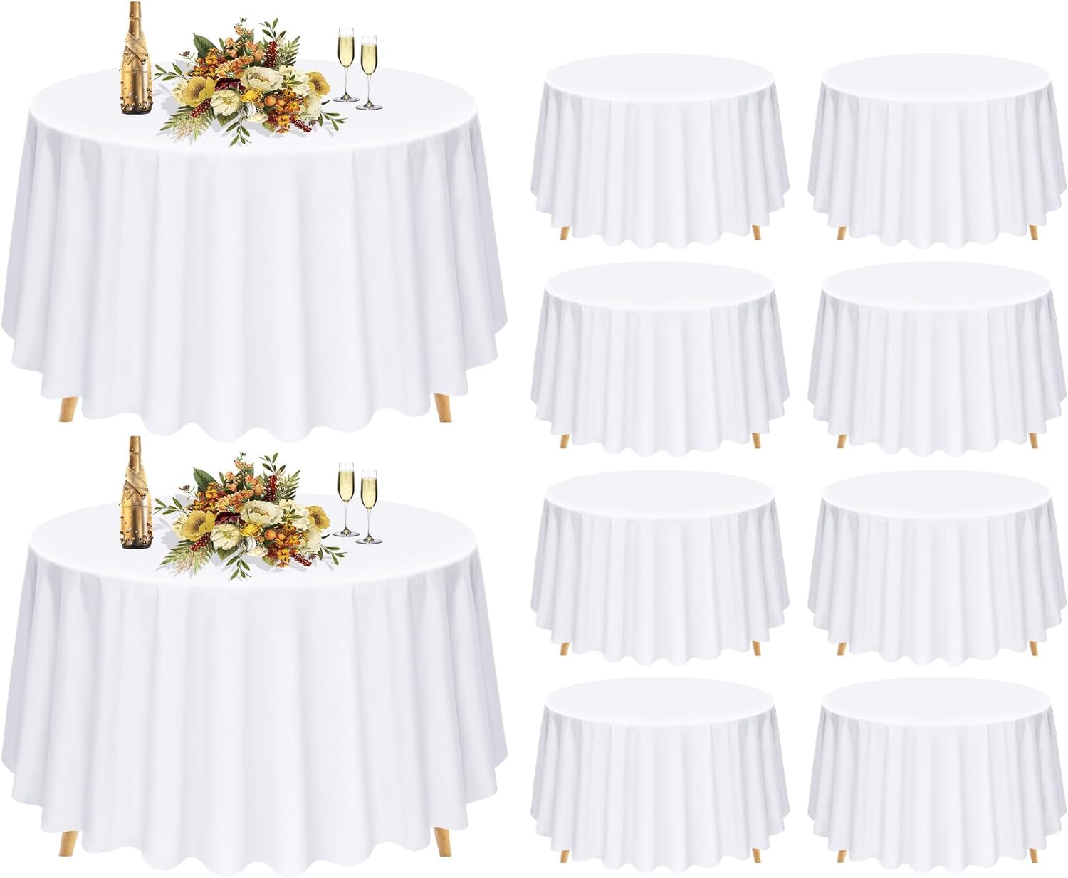 Showgeous 2-pack wit rond tafelkleed 90 inch polyester tafelkleed wasbare stoffen tafelkleed voor bruiloftsbanket, restaurant, buffet, feesten en kamperen