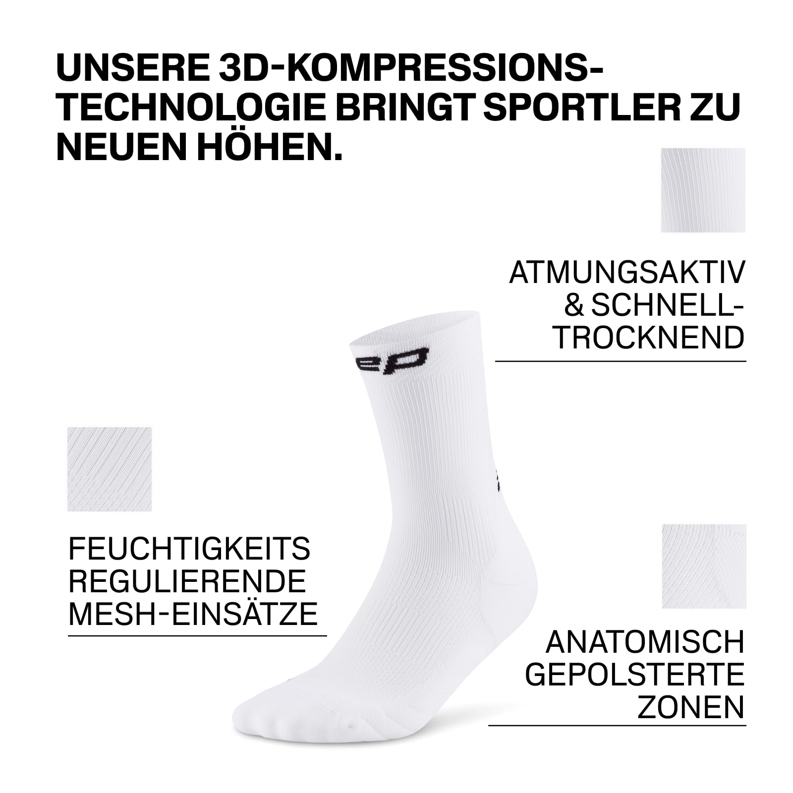 CEP 5.0 Mid Cut – Kurze Laufsocken für Herren – Laufsocken mit Kompression für mehr Stabilität und Blasenschutz und blasenfreies Laufen – Hochwertige Running Socks für optimale Durchblutung