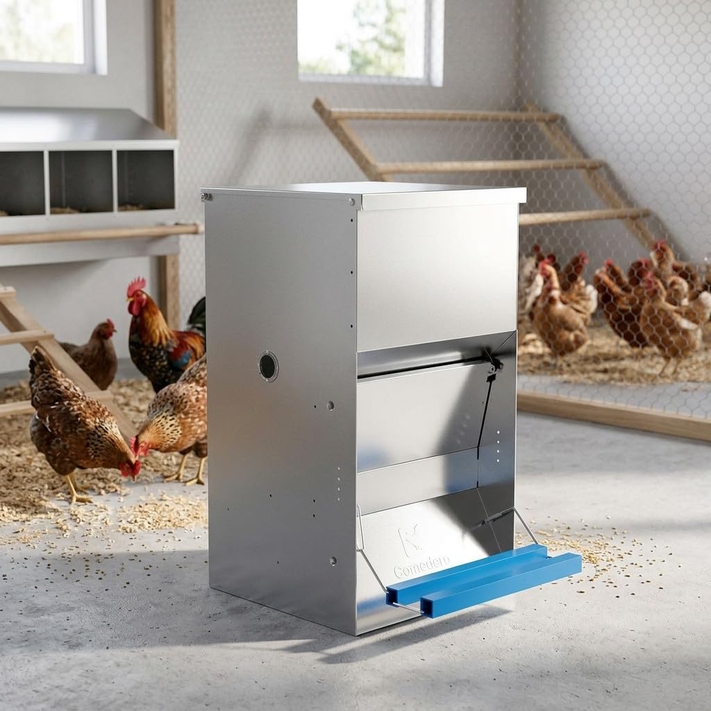 Suinga Comedero Automatico para 15 Gallinas | Capacidad 40 kg | Tolva para Gallinas 50x40x60 cm | Alimentacion Eficiente y Controlada | Diseño Resistente para Uso Exterior y Granja