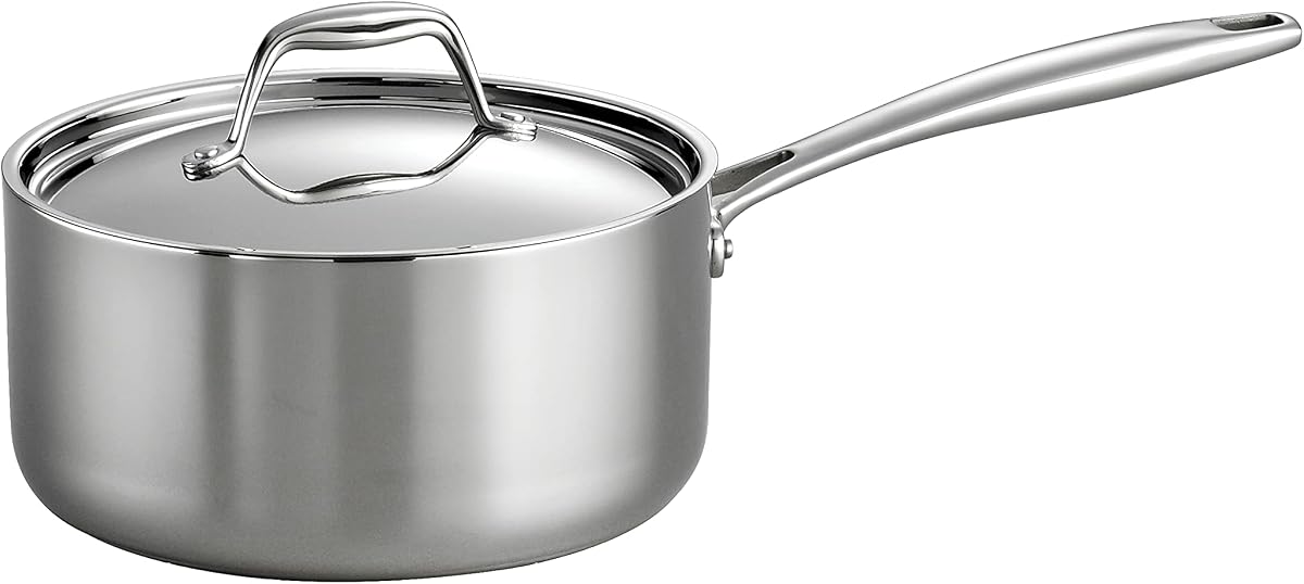 Tramontina Signature Tri-Ply Clad Stainless Steel 3-Quart Sauce Pan | Induction-Ready Saucepan with Lid, Dishwasher-Safe, NSF-Certified, Made in Brazil