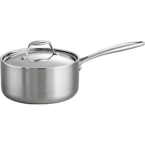 Tramontina Tri-Ply Clad Stainless Steel 3-Quart Sauce Pan with Glass Lid, Induction-Ready, Dishwasher-Safe, NSF-Certified