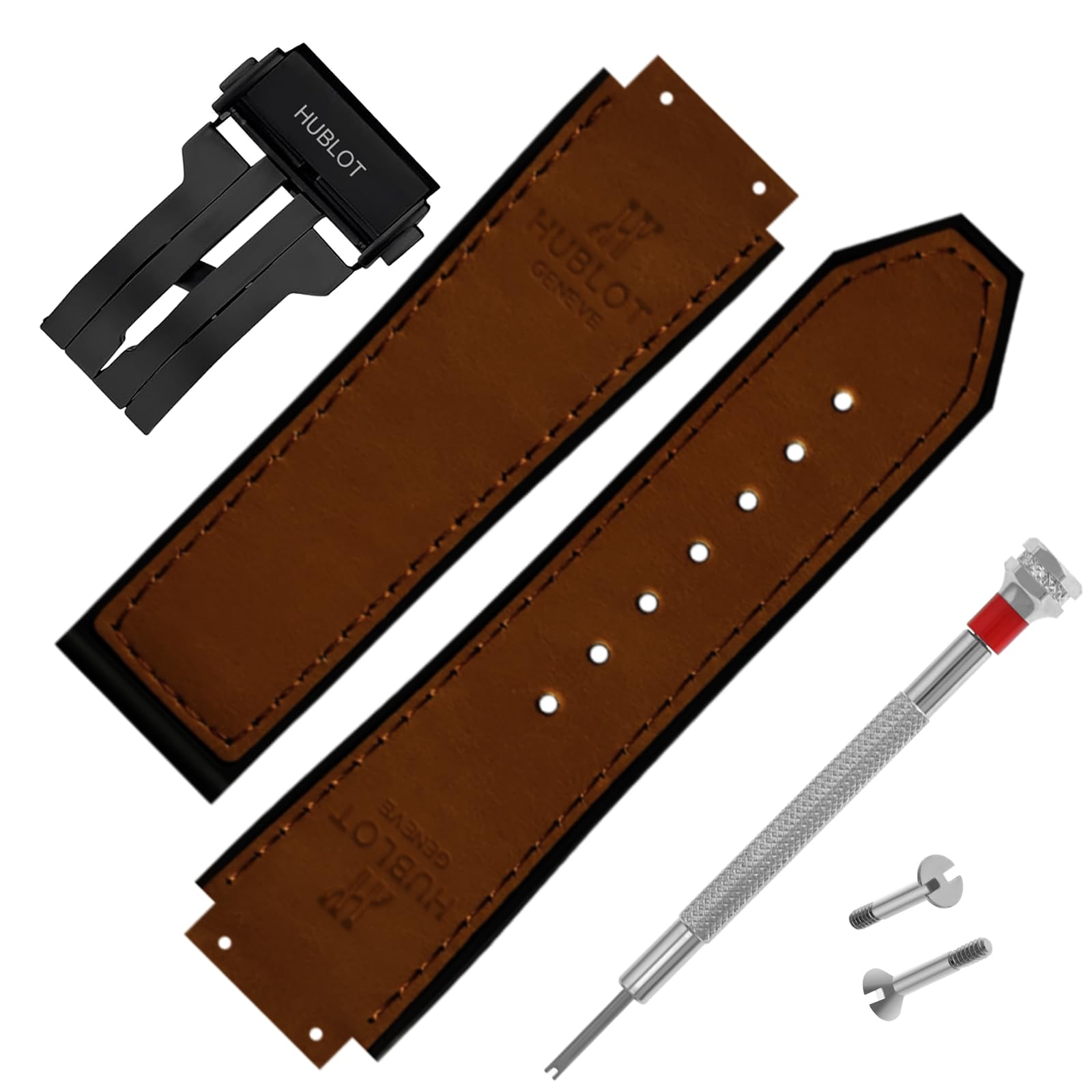 DBLACK HLS-OPN3 25mm Premium Leather Watch Straps, With Lock & Tools // Compatible With HUBLOT Watches, Premium Leather Watch Bands (Choose Your Color) (Brown) (B0D9C2SFB2) Amazon Price History, Amazon Price Tracker