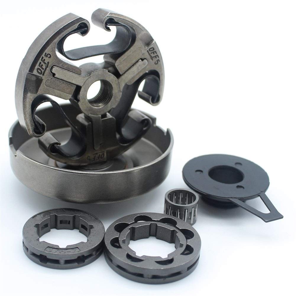 Tiempo Beixi Gusano Tambor de Embrague Engranaje Juego de cojinete de Aguja Compatible con Husqvarna 372XP 365 371 372 362 Piezas de la Motosierra con 3/8" 7T 8T piñones Llantas
