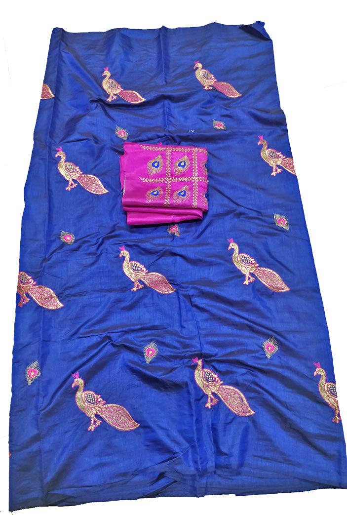 Samudra Collection Women's Plain Weave Pure Silk Saree With Unstitched Blouse Piece