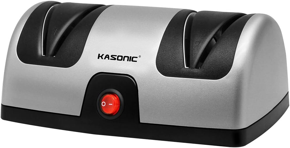 Knife Sharpener, Kasonic Professional 2-Stage Electric Knife Sharpener for Kitchen; Quickly Sharpening, Repair/Restore/Polish Blades, Diamond Coated Sharpening System, ETL- Listed, Easy to Use
