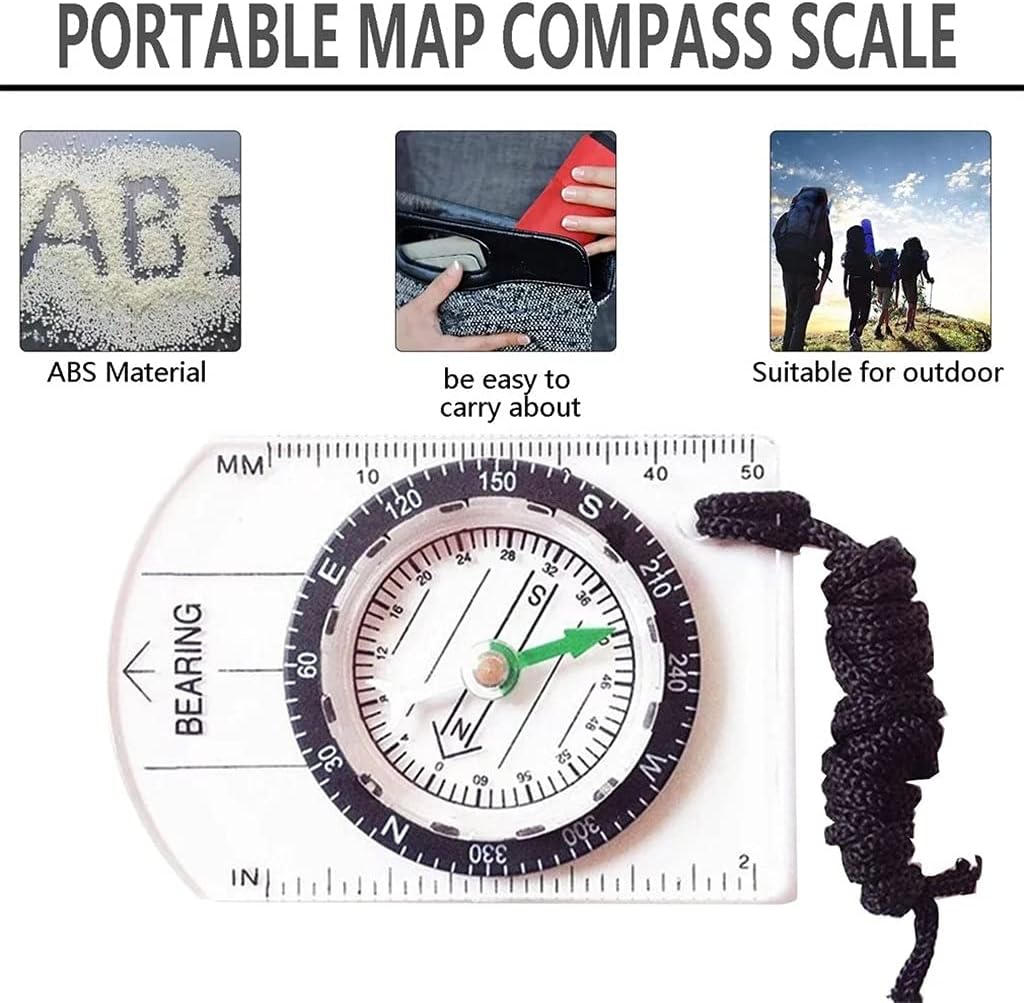 Transparent Plastic Compass Proportional Footprint Travel Outdoor Camping Hiking Tools