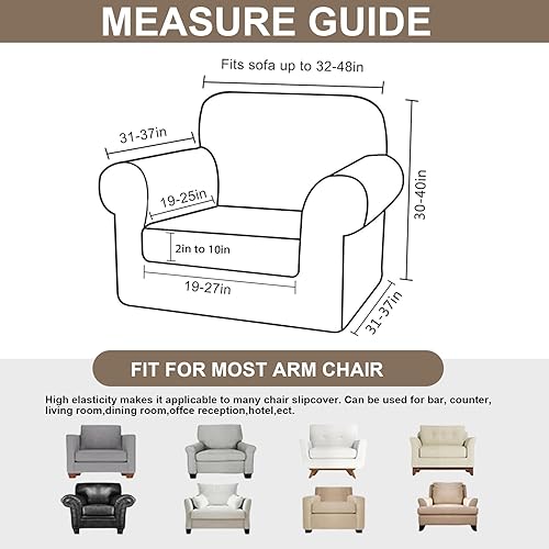 Miniatura 4 de Eco-Ancheng Fundas para silla, funda de sofá con funda de cojín de asiento separada con parte inferior elástica, 1 funda de asiento con brazos,