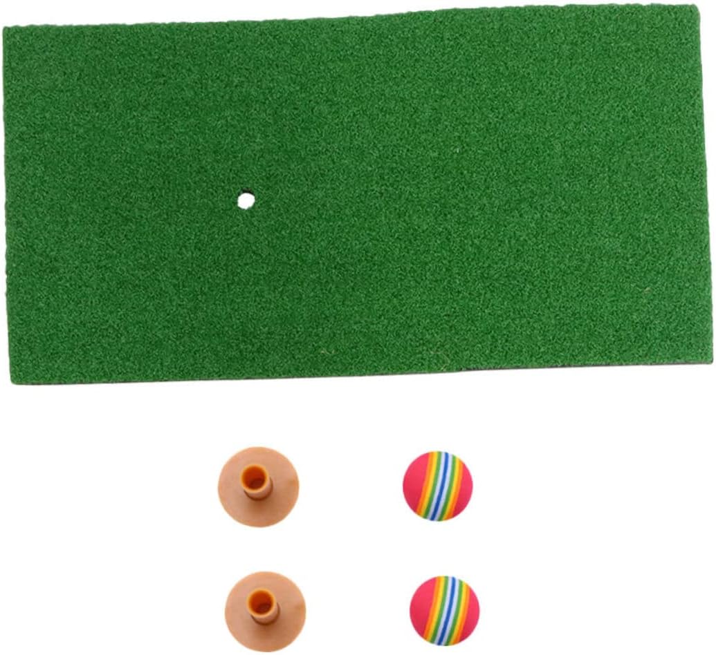 5pcs Golf Hitting Mat with Portable Grass Surface Indoor Outdoor Practice Tees and Balls for Golf Training and Swing Exercise Random Color