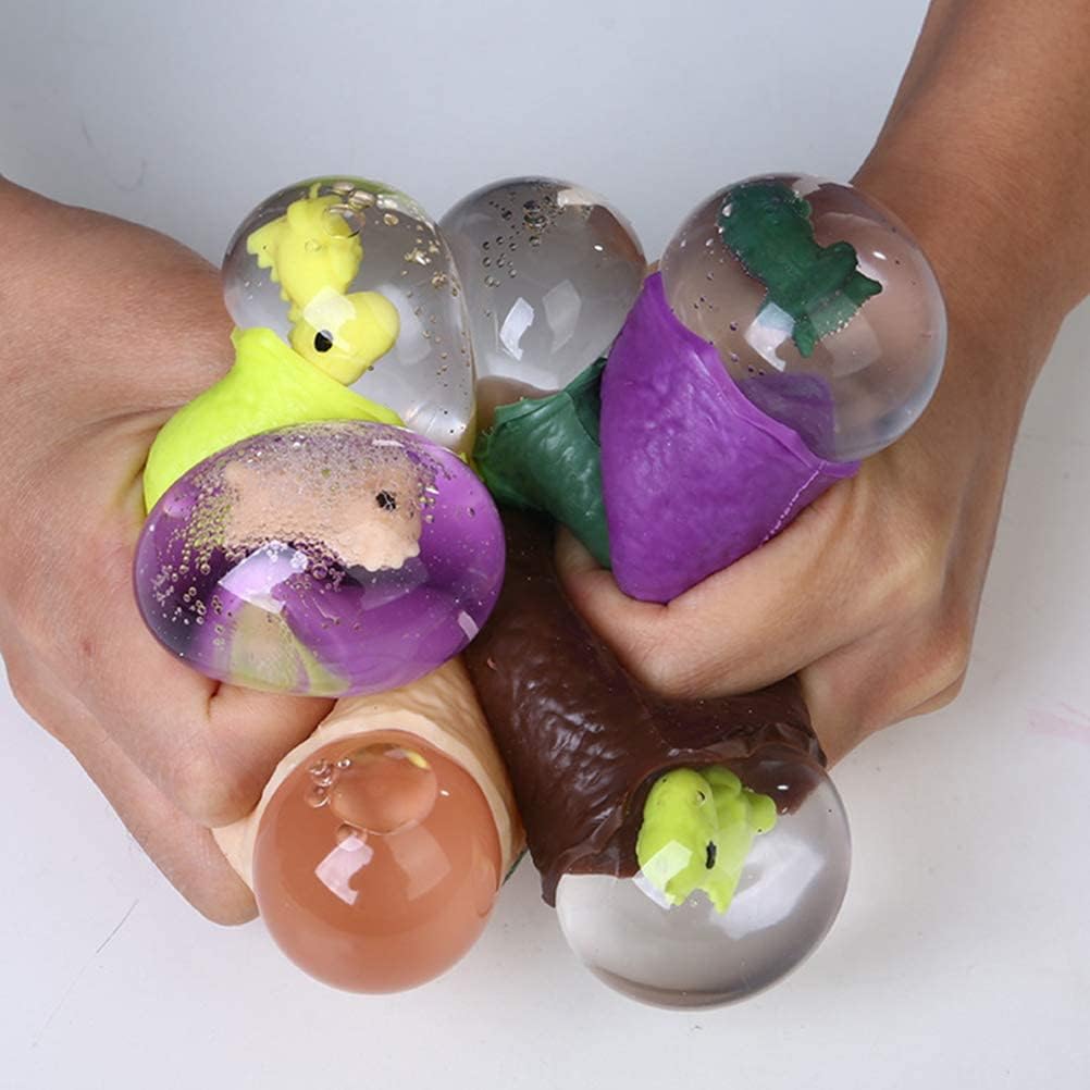 MAKINGTEC 4pcs Dinosaur Eggs Stress Balls for Kids & Adults (Purple, White, Brown, Yellow)