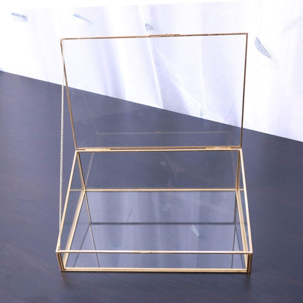 es Transparent Glass European Style Jewellery Chest Dust-Proof Copper Edge Jewelry Display Case Jewelry Box for Women