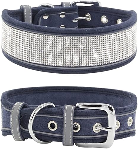 Miniatura 7 de Collar para perro con diamantes de imitación, deslumbrante y brillante, de ante suave, reflectante, collar de cristal para perros medianos y grandes