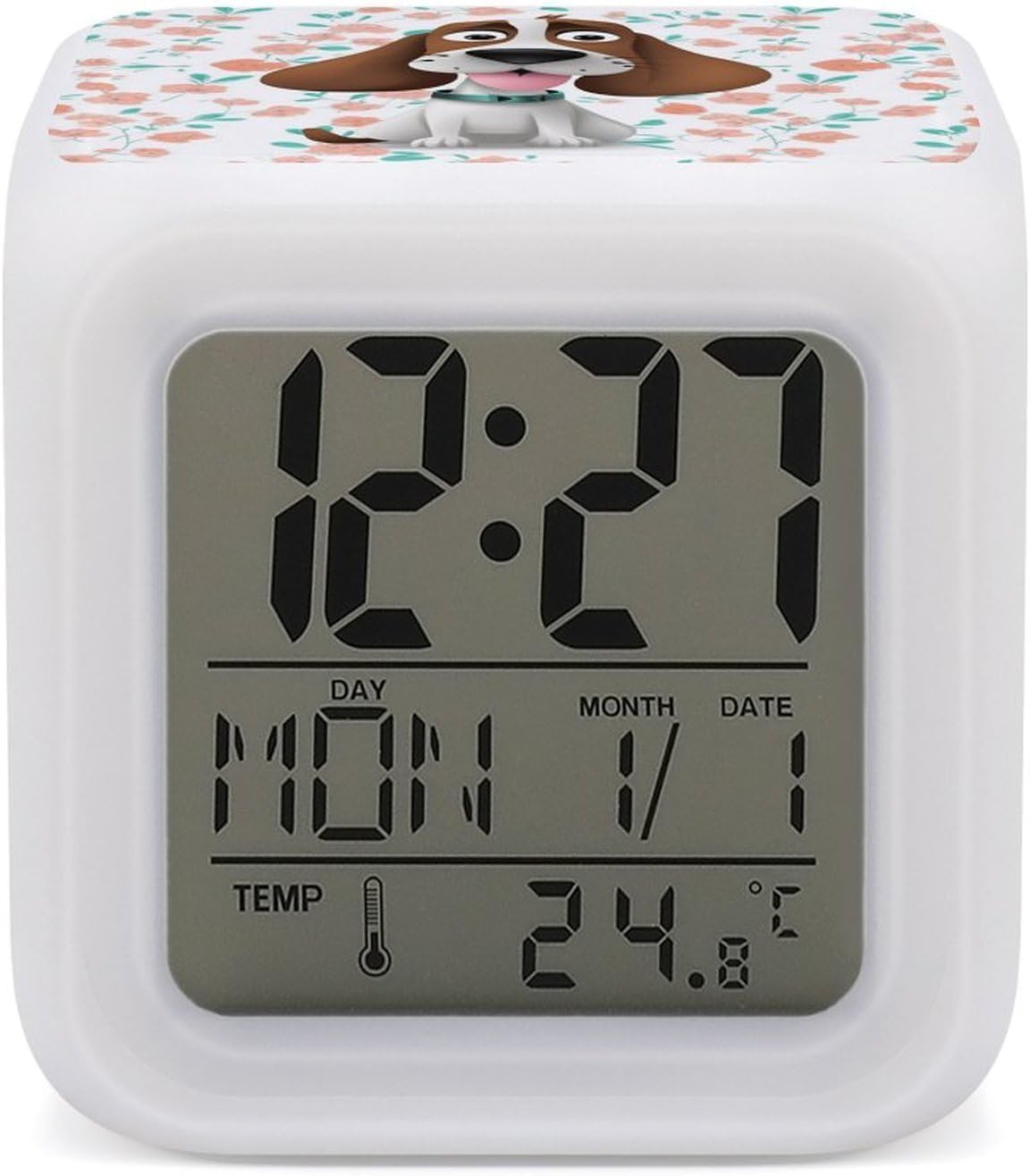 Funny Dog Alarm Clock LED DisplayAlarm Smart Digital Clock with 7 Color NightLight NightLight Clocks for Heavy Sleepers Simple Operation Easy to Use