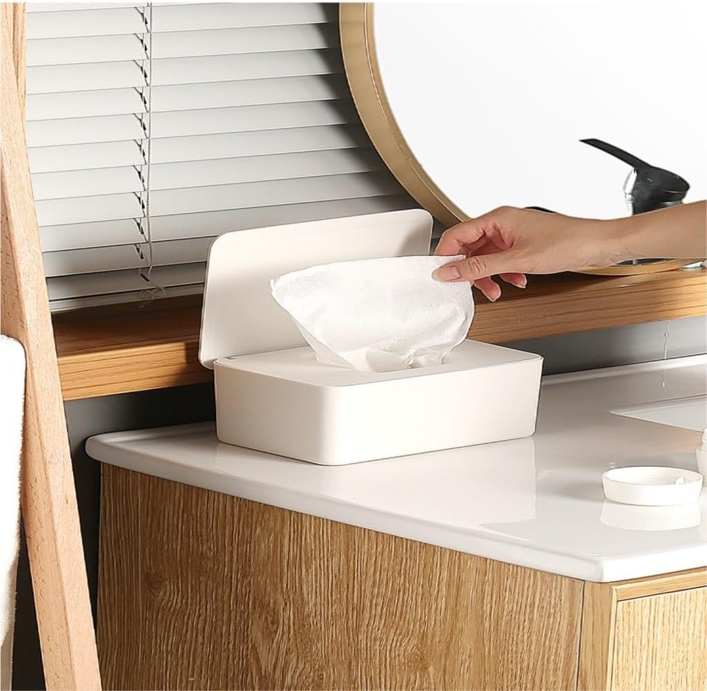 Tissue Box Cover Tissue Box Wet Tissue Box Desktop Sealed Wet Tissue Box with Lid Wet Tissue Box Household Mask Storage Box (Color : Pink, Size : One Size)