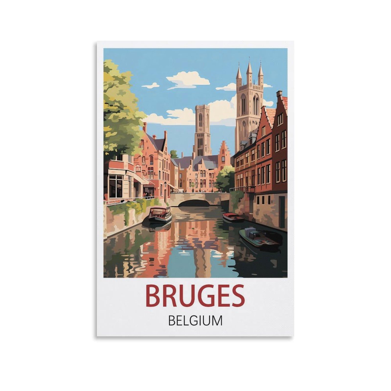 LCYUAOPP Bruges Belgium Vintage Travel Posters 08x12inch(20x30cm) Canvas Art Poster And Wall Art Picture Print Modern Family Bedroom Decor Posters