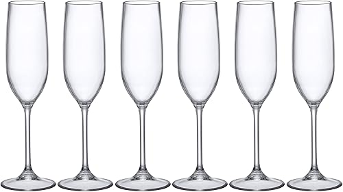 Miniatura 4 de Amazing Abby - Crystal - Copas de champán Tritan irrompibles de 8 onzas (juego de 6), copas de vino de plástico, reutilizables, sin BPA, aptas para