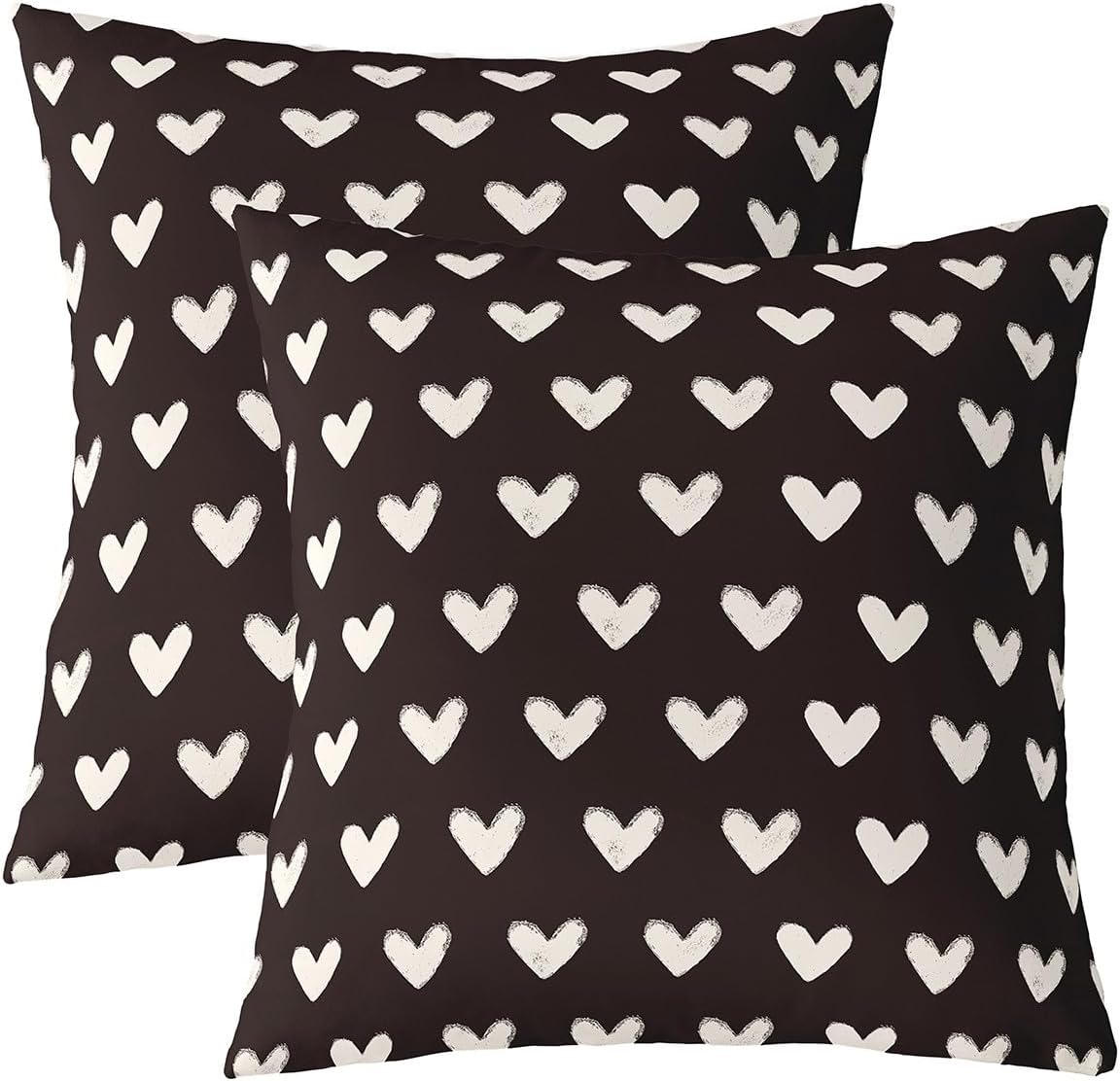 Black White Throw Pillow Covers 24x24 Set of 2 Cute Heart Pattern Pillow Covers For Kids Boys Girls Valentine Day Gift Cushion Covers Cartoon Love Geometric Love Heart Decorative Pillow Covers