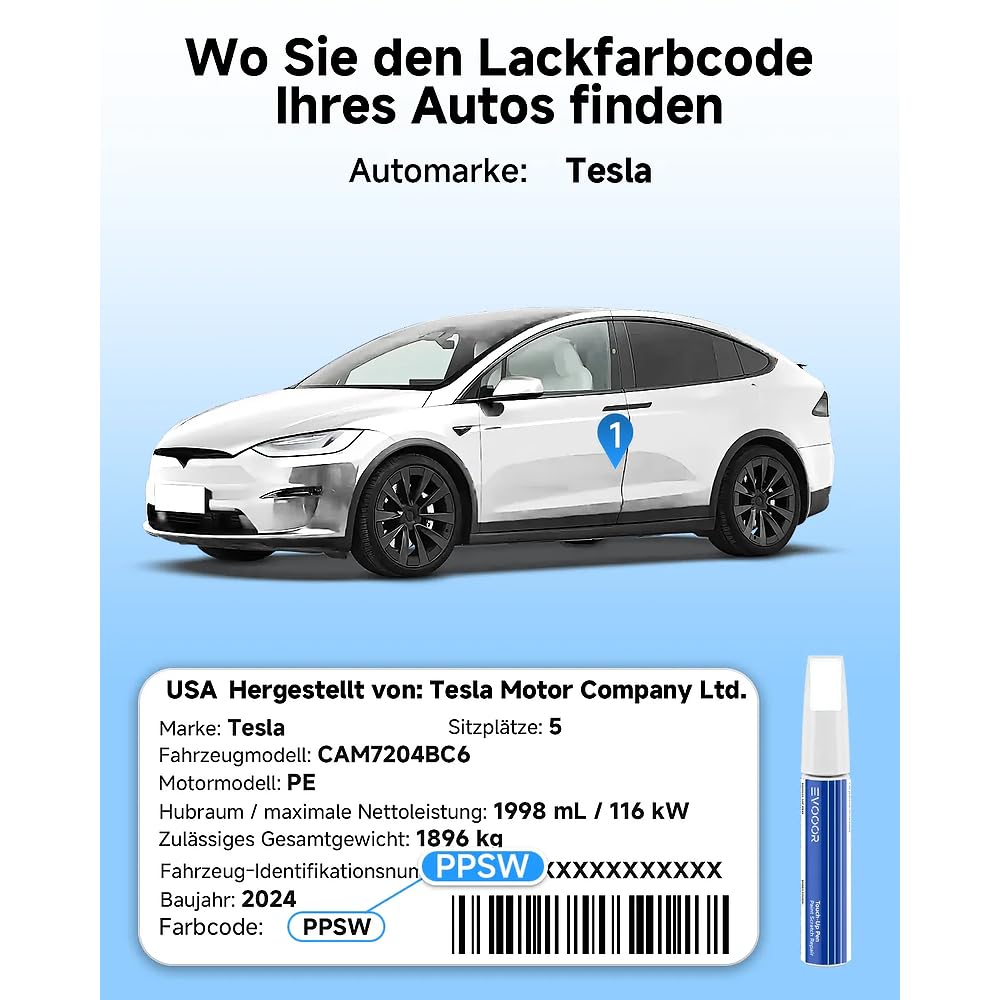(PPSW Pearl White retoque de pintura de automóviles, reparación de arañazos para Tesla Model 3/Y/S/X, Solución de reparación rápida y fácil