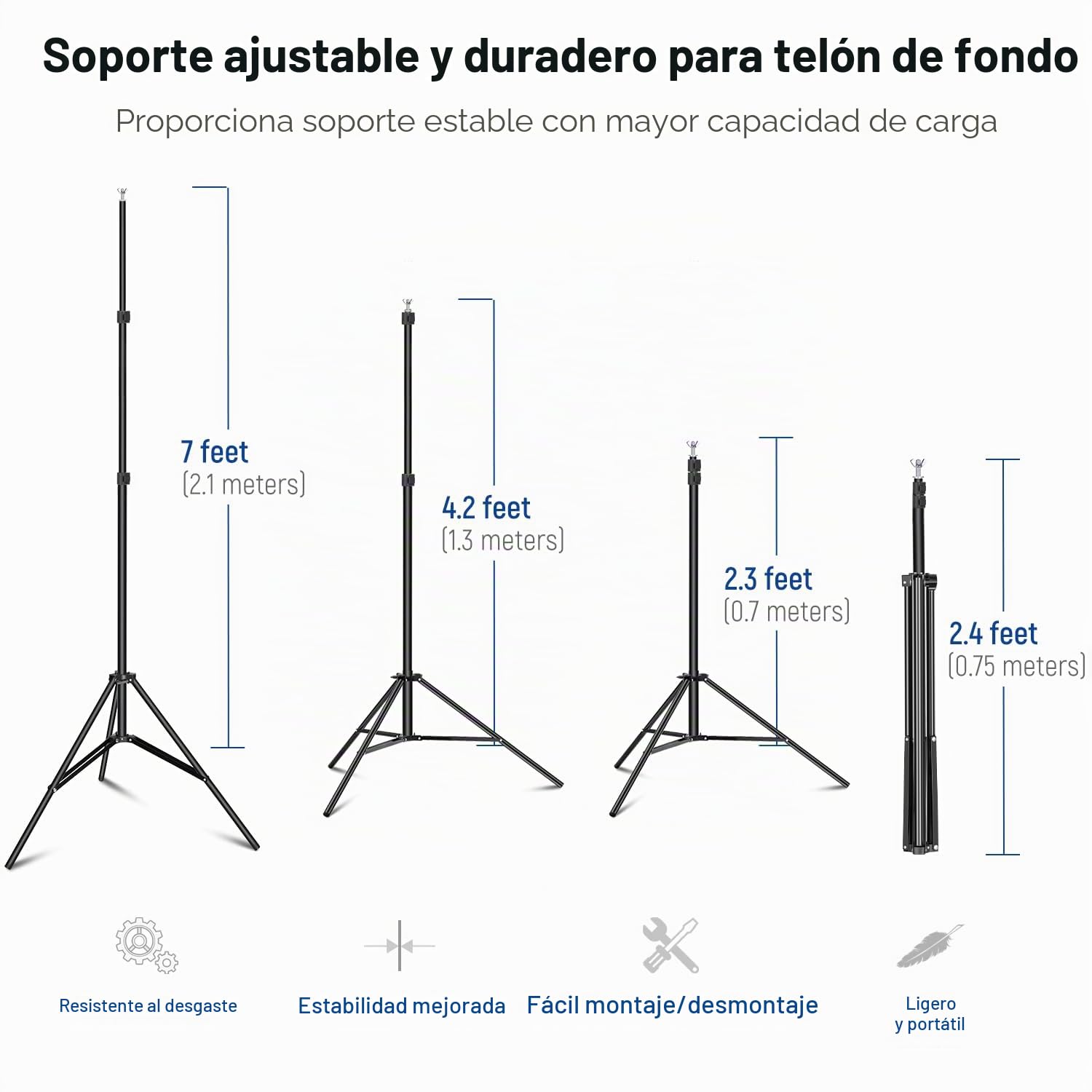 NEEWER Soporte de telón de Fondo de 10 x 7 pies, Sistema de Soporte Ajustable para Estudio fotográfico para Bodas, Fiestas, fotografía de Retrato de Fondo con 4 Barras transversales, 8 Abrazaderas, 2