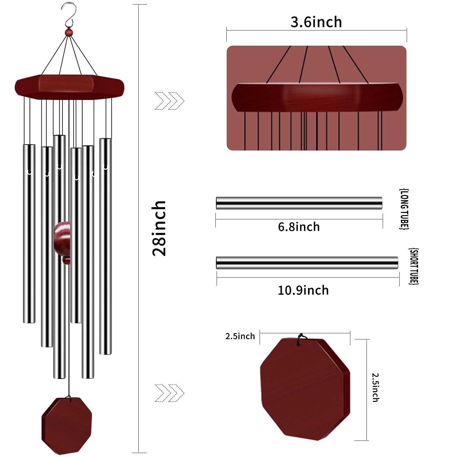 Prexi Wind Chimes - Relaxing Metal Sound -8 Prexi Wind Chimes - Relaxing Metal Sound -8