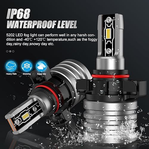 Miniatura 6 de EASY EAGLE 52015202 Bombilla LED antiniebla, PS19WPS24W12085 DRL lámpara antiniebla 5000LM extremadamente brillante, blanco xenón 6500K (paquete de