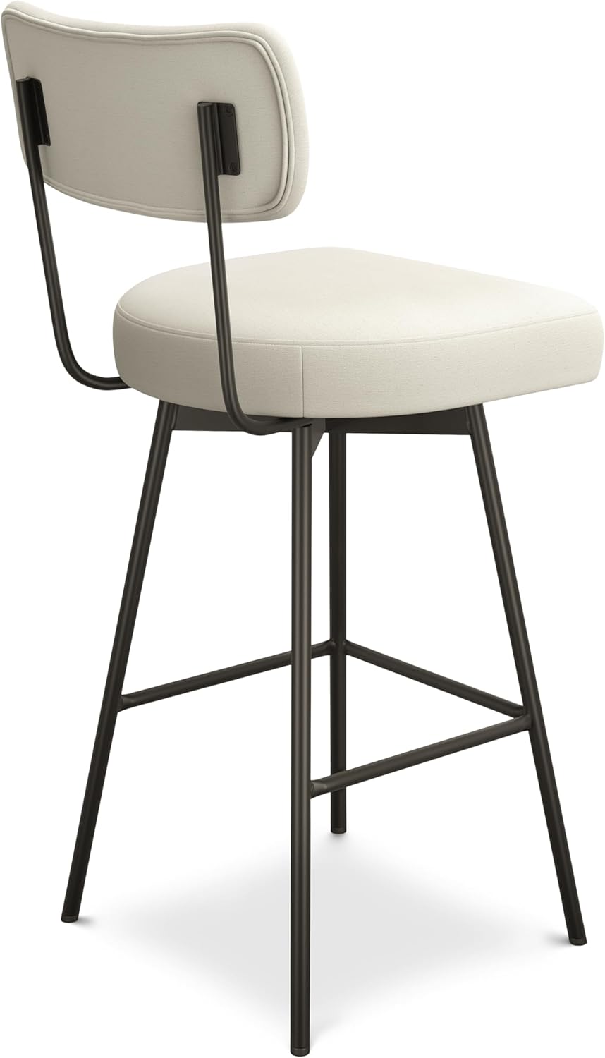 Natural Linen and Metal Swivel Bar Stool Set