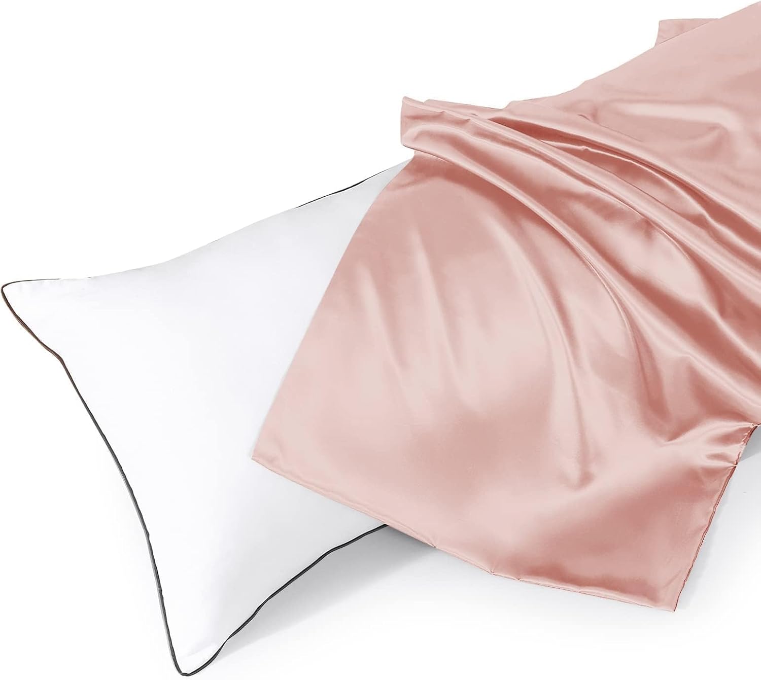 HUXMEYSON Body Pillow with Satin Pillowcase, Cooling Body Pillow for Adults, Removable Cover, Pink (20"x54")