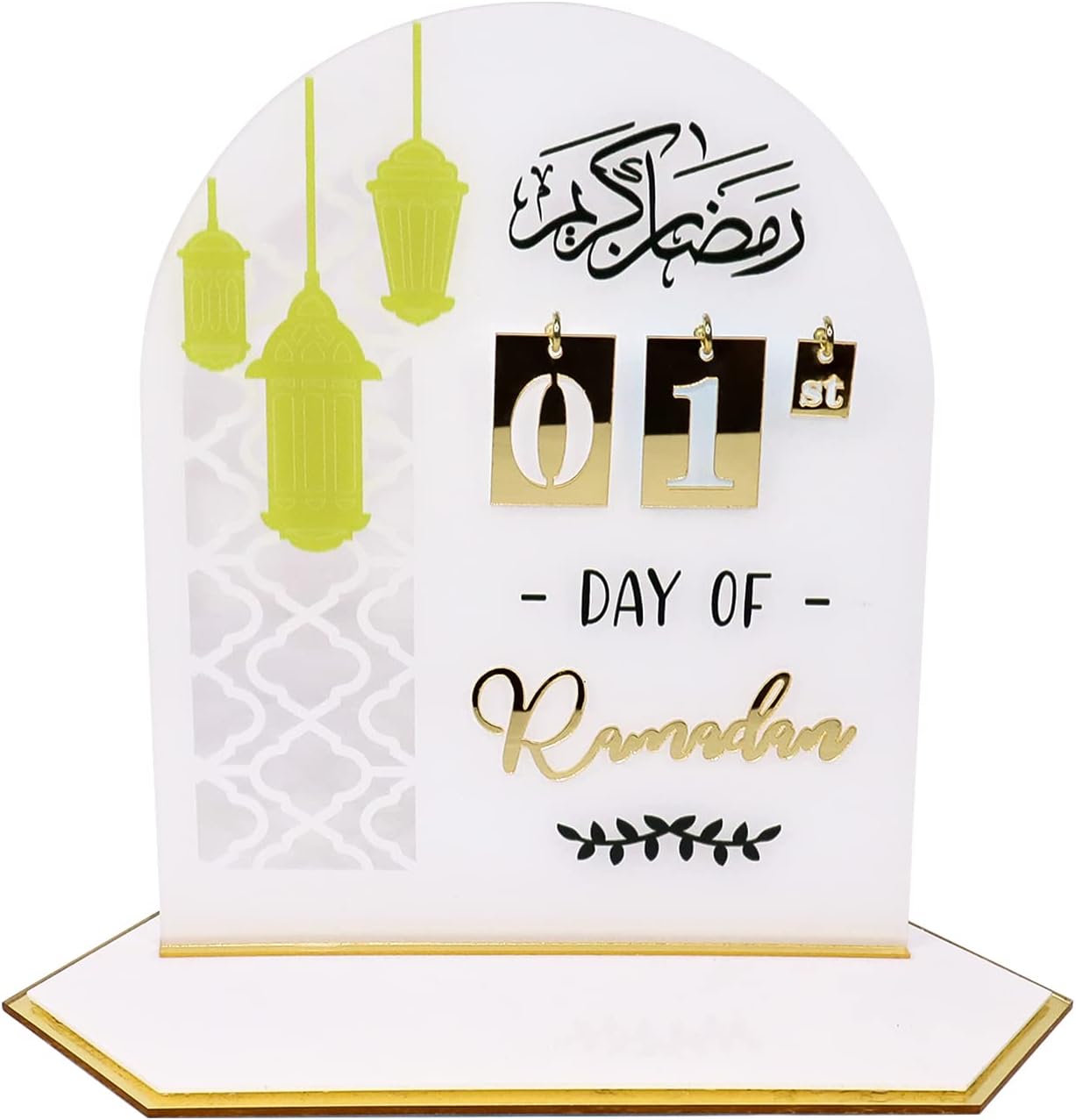 Ramadan Mubarak Advent Calendar 2023 DIY Countdown Calendars Eid Decorations for Home Ramadan Ornament Kids Gift White Arylic