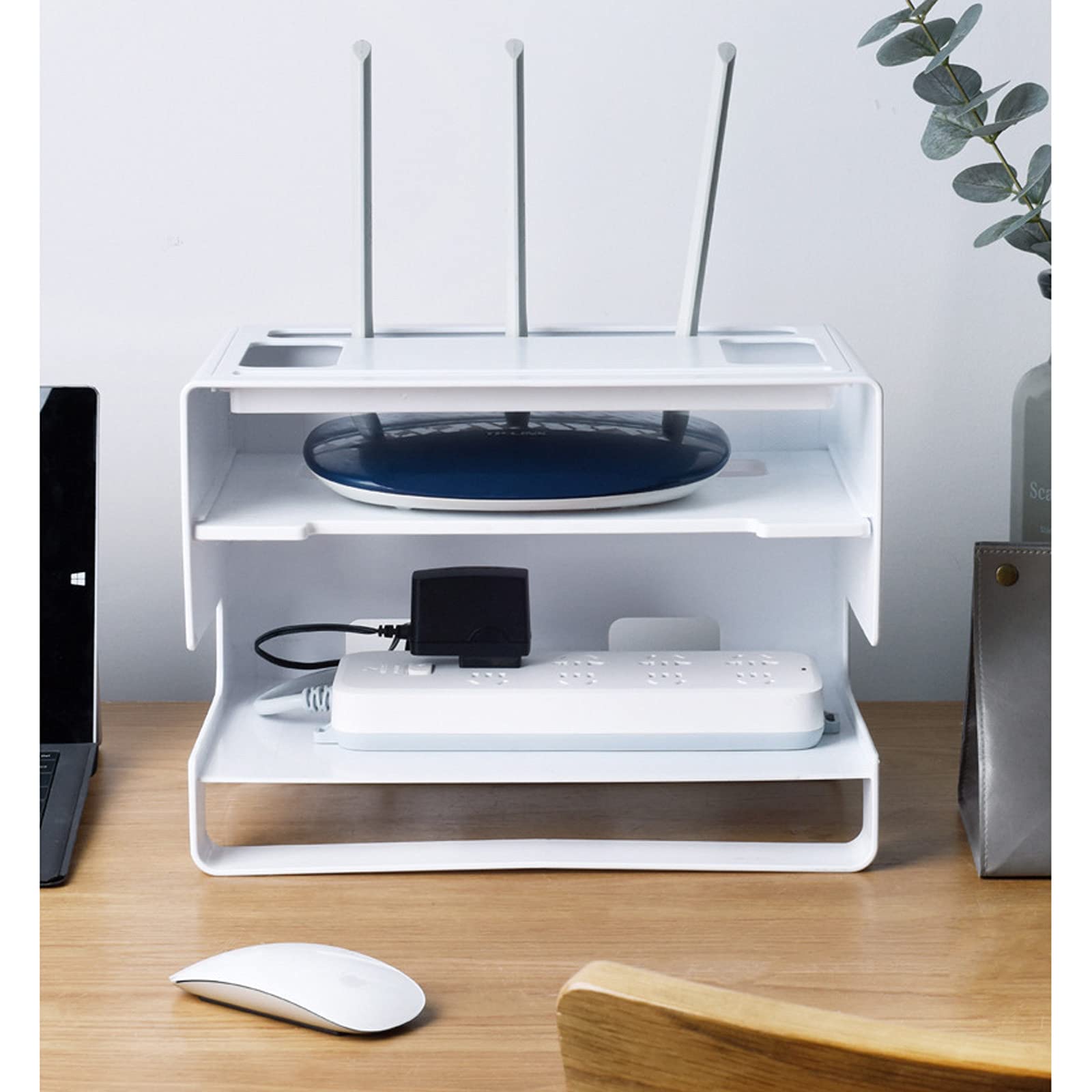 Support Box Internet,Box Rangement,Meuble Box Internet,éTagèRe Flottante Murale Pour Routeur Wifi,éTagèRe Flottante Pour Composants Tv,2 éTages BoîTe De Rangement Moderne à Suspendre,Grande Capacité