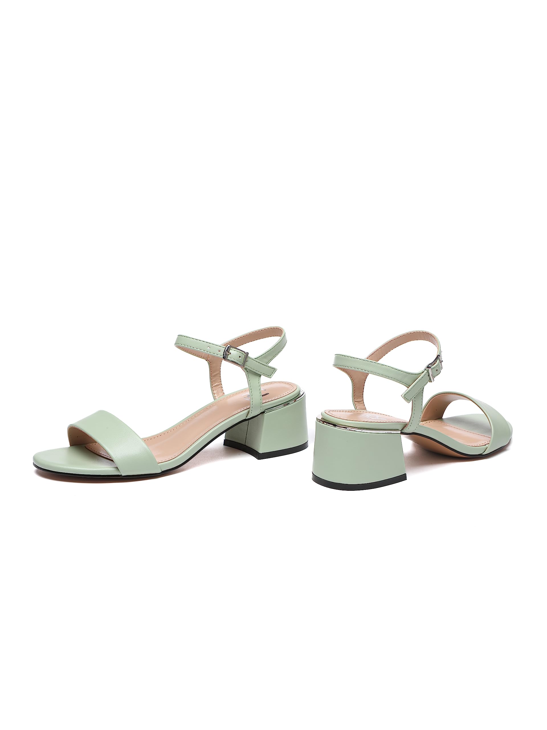 Sandalias de tacón, Sandalias con tiras, Beige, Nude, 5 cm Tacón Bloque, Imitación de Cuero, Sandalia con Correa De Tobillo, C553-K1781-13