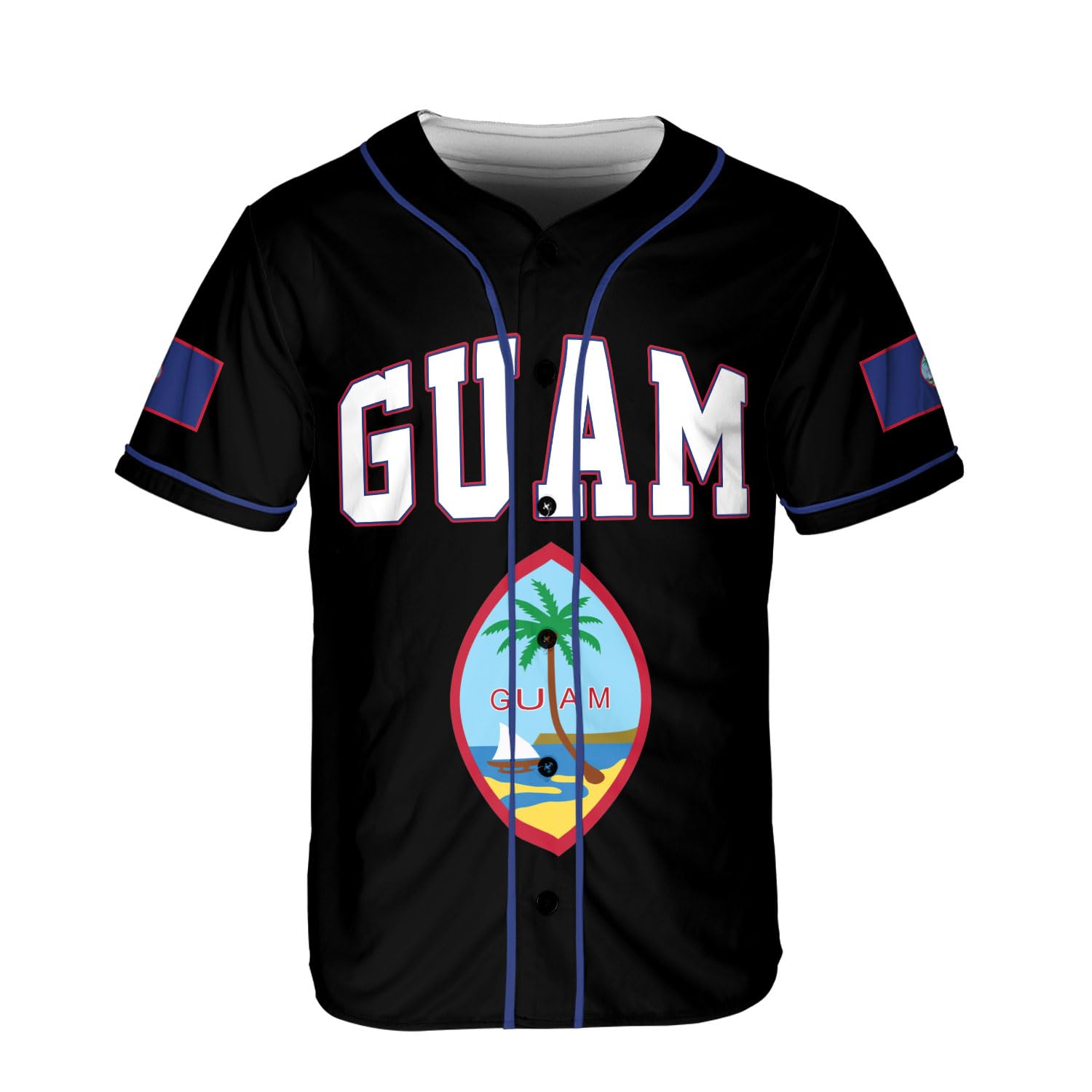 Personalized Guam Baseball Jersey Shirt, Guam Flag Jersey Gifts Guahan, Guam Islander Pride Shirts for Men & Women (US, Alpha, Small, 5X-Large, Regular, Regular, Style 2)