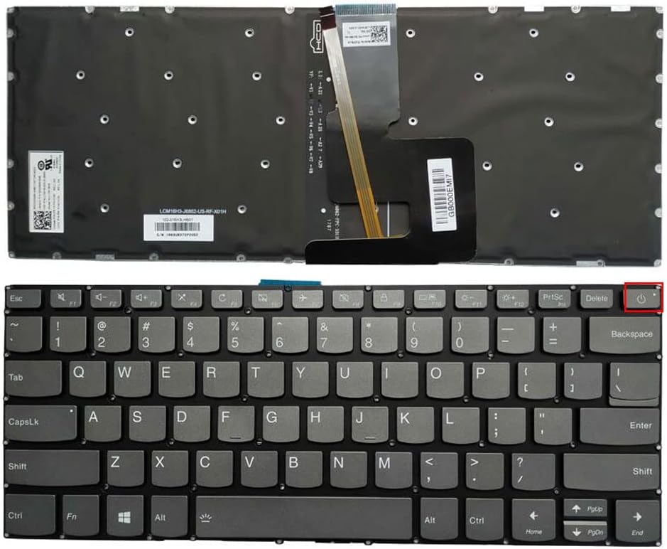 Laptop Keyboard Compatible for Lenovo IdeaPad 1-14IGL05 1-14ADA05 1-14AST-05 SN20M61946 US Layout Backlit (Power On-Off Key Version)