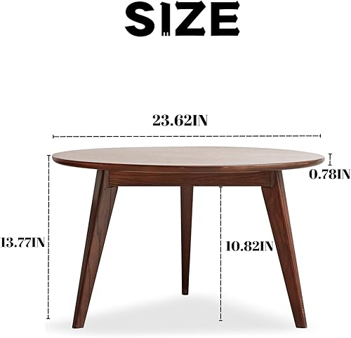 Miniatura 3 de Mesa de centro redonda  Mesa de centro pequeña 100% madera de roble maciza con tres patas, pequeña mesa de centro redonda, mesa auxiliar redonda