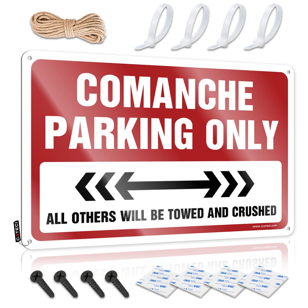 KRAZMURONGD Outdoor Signs And Decor Comanche Parking Only Tin Sign Bar Sign Metal Bar Metal Sign Decor(30X40CM)