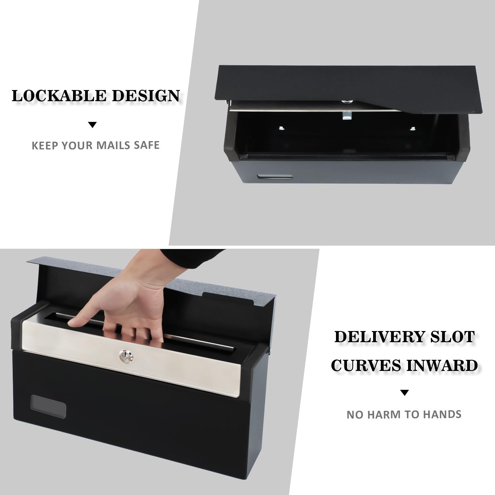 xydled Mailbox with Key Lock, Locking Wall Mount Mail Boxes for Outside