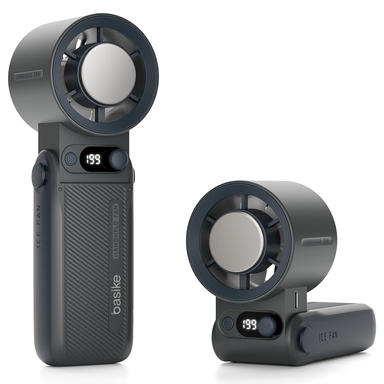 Imagem da oferta Basike Ventilador Portátil de Mão, Tecnologia Ice-Cooling Instantâneo, 199 Velocidades Ajustáveis&Turbo de Alta Velocidade, 10000mAh 24H, Ideal para Viagens, Acampamento e Ar Livre (Preto)