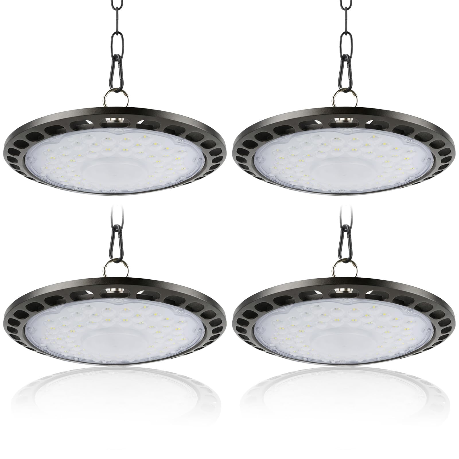 200W UFO LED Werkstattleuchte, 12800LM 6000K Superhelle LED Hallenleuchte, IP66 Wasserdichte Werkstattleuchte, Industrielle Werkstattlampe für Garagen, Lager, Werkstätten, Fabrikbeleuchtung - 4 Stück