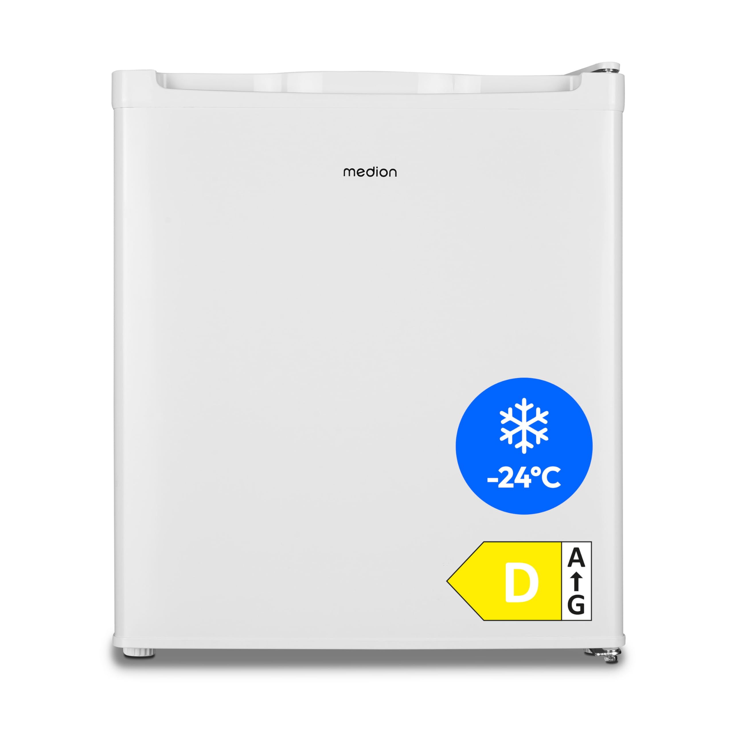 Mini congelatore MEDION (capacità 33 litri, altezza 51 cm, piedini regolabili in altezza, maniglia incassata, impostazione manuale della temperatura, valutazione 4 stelle, MD37675)