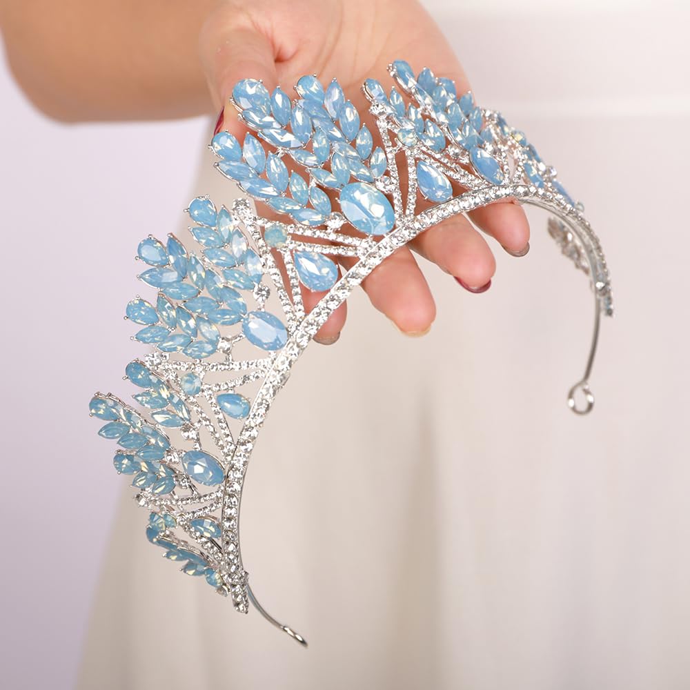 JWICOS Diadema de cristal vintage, tiara barroca con diamantes de imitación para mujeres y niñas, tiara de novia, accesorios para el cabello, para fiesta de cumpleaños, graduación, Halloween
